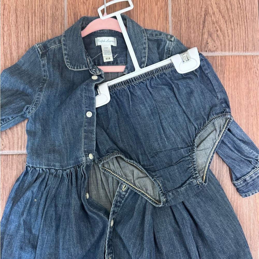 2pc Ralph Lauren Denim Cotton Dress, Size 24 months